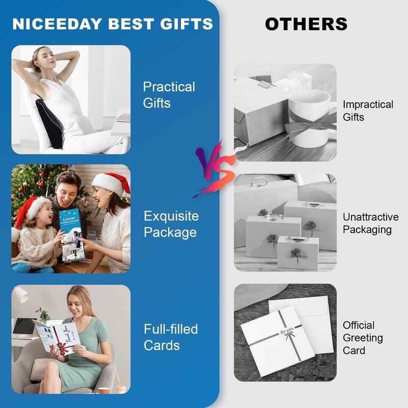 Niceeday Lumbar Support Pillow for Office Chair Car, Gaming Chair Lower Back Pain Relief Memory Foam Cushion with Greeting Card,3D Mesh Cover Ergonomic Back Rest, Birthday Gift for Dad,Stocking Stuffers - Image 3