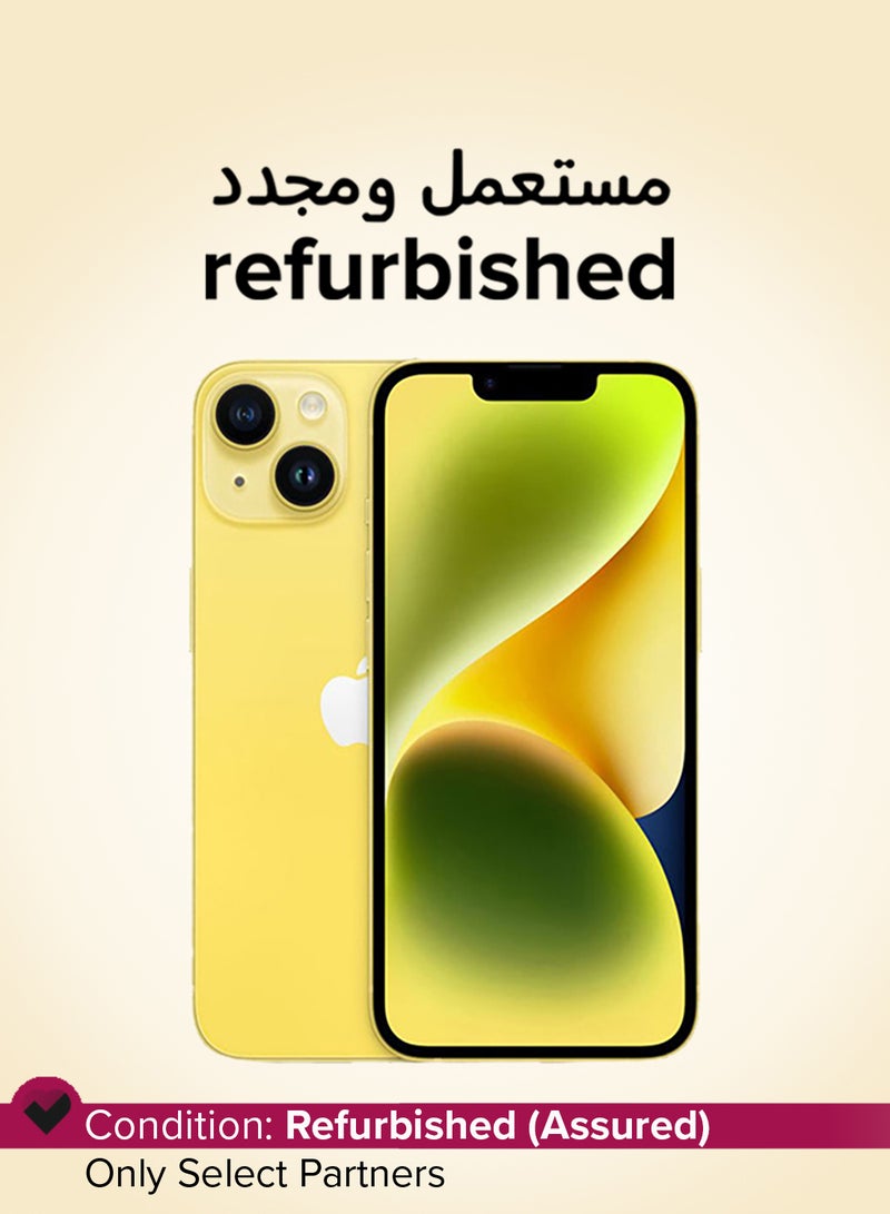 ابل  مجدد - آيفون 14 128 جيجابايت أصفر 5G مع فيس تايم - النسخة الأمريكية (e-SIM فقط) - Image 1