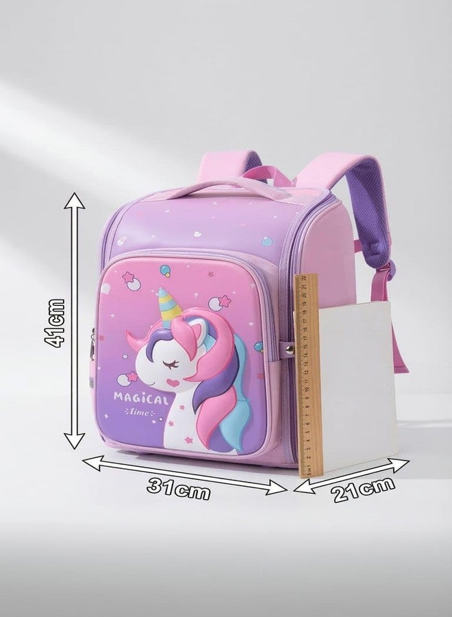KIDDOVATE Unicorn School Bag for Girls (5 to 12 Years) Cute 3D Cartoon Design Stylish Durable Water Resistant Large Capacity Backpack for School Travel - Image 3