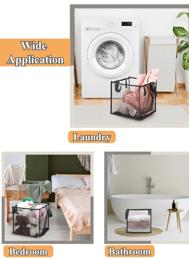 Optico Collapsible Mesh Laundry Hamper, Laundry Bags Hamper Bag with Handles Dirty Clothes Mesh Basket Laundry Baskets Foldable Clothes Hamper for Washing Storage, Kids Room,Dorm or Travel - Image 5