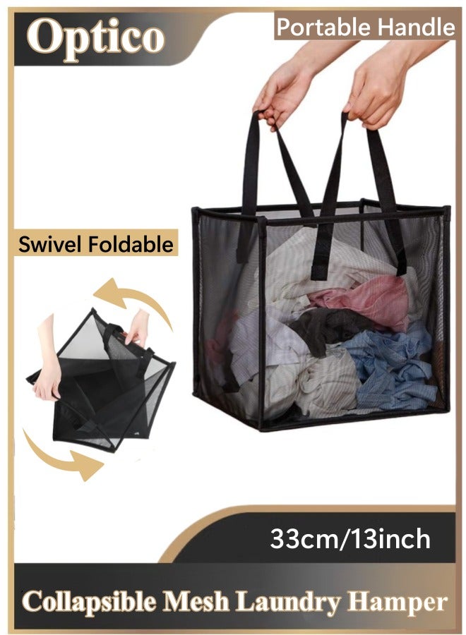 Optico Collapsible Mesh Laundry Hamper, Laundry Bags Hamper Bag with Handles Dirty Clothes Mesh Basket Laundry Baskets Foldable Clothes Hamper for Washing Storage, Kids Room,Dorm or Travel - Image 1
