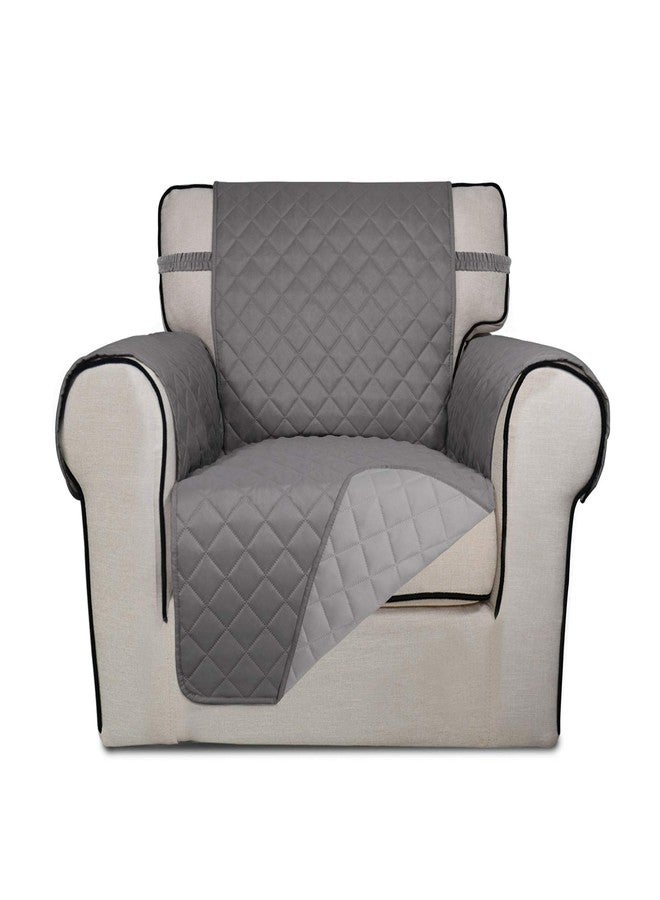 PureFit Reversible Quilted Sofa Cover, Water Resistant Slipcover Furniture Protector, Washable Couch Cover with Non Slip Foam and Elastic Straps for Kids, Dogs, Pets (Chair, Gray/Light Gray) Small - Image 1