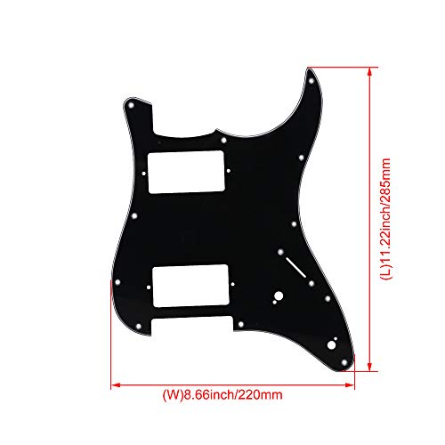 Bstinay 11 Hole Guitar Strat Pickguard HH Humbucker Standard Modern Style Pickguard Scratchplate 3Ply Black - Image 4