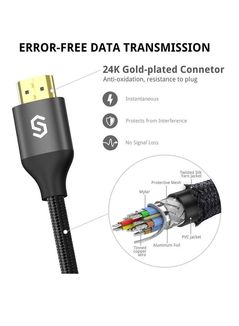 ساينك واير كابل 4K - HDMI 2.0 عالي السرعة بسرعة 18 جيجابت في الثانية - HDR / 3D / 4K@60Hz - مضفر من النايلون عالي الجودة | 2 متر - Image 4