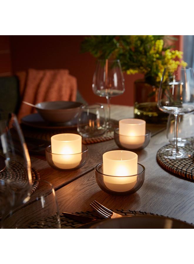 Tealight Holder, Set Of 2, Grey/Frosted Glass - Image 2