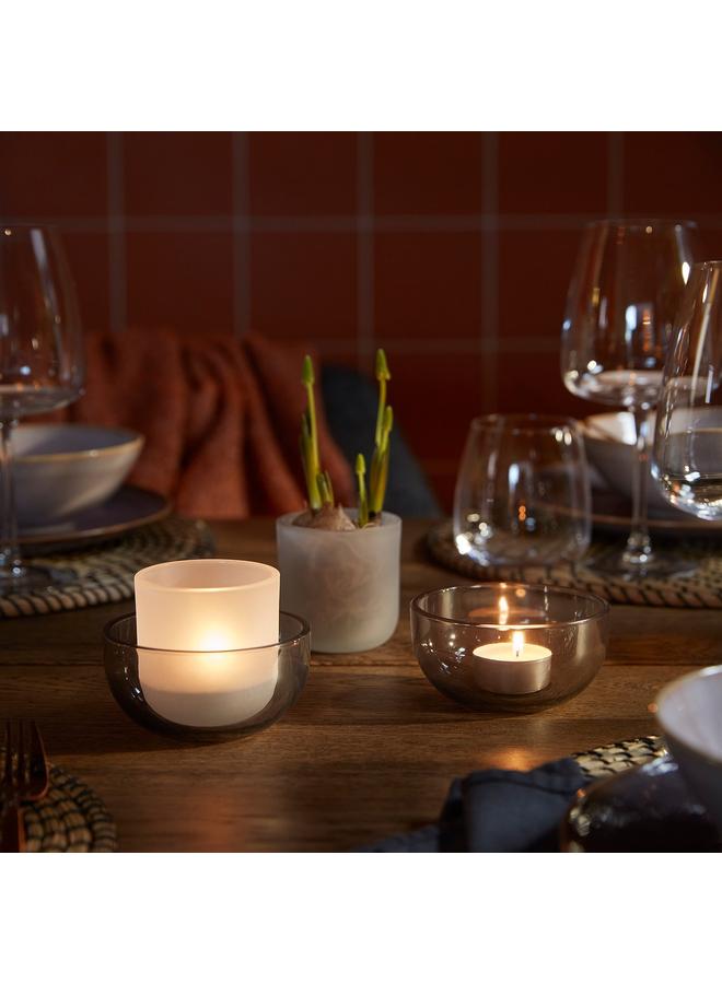 Tealight Holder, Set Of 2, Grey/Frosted Glass - Image 3