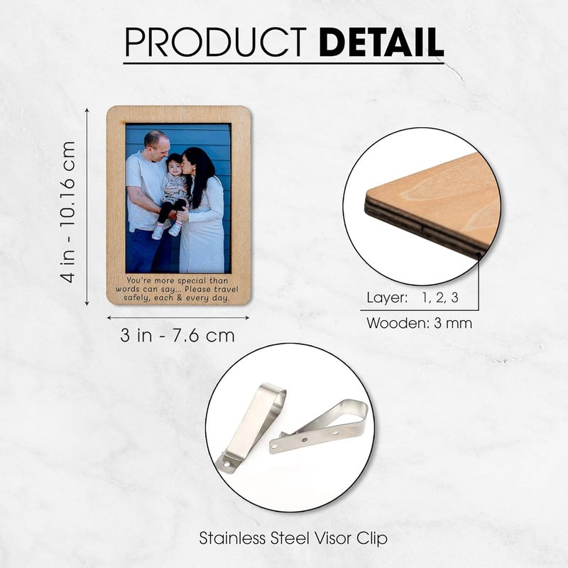 Hangwoous Car Visor Picture Frame, Couple Photo Visor, Wallet-Sized Wooden Photo Frame, Visor Clips for Cars, Car Picture Frame with VisorsClip, Gift For Him for Her - Image 4