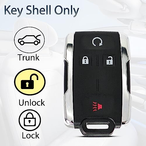 SUPALAND Key Fob Shell Case Replacement Fits for Chevy Silverado Colorado GMC Canyon Sierra 2014 2015 2016 2017 2018 2019 2020 2021 Keyless Entry Remote Control 4 Button Pad Outer Cover M3N-32337100 - Image 2