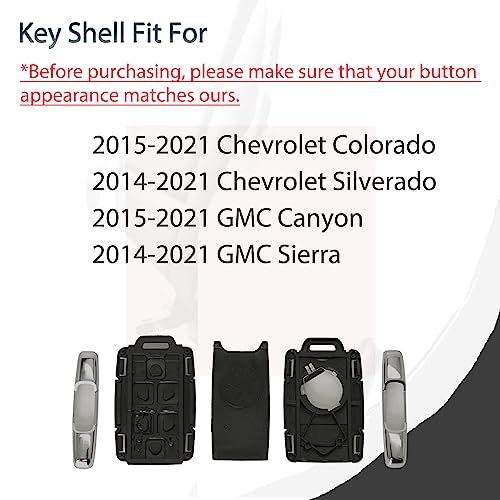 SUPALAND Key Fob Shell Case Replacement Fits for Chevy Silverado Colorado GMC Canyon Sierra 2014 2015 2016 2017 2018 2019 2020 2021 Keyless Entry Remote Control 4 Button Pad Outer Cover M3N-32337100 - Image 4