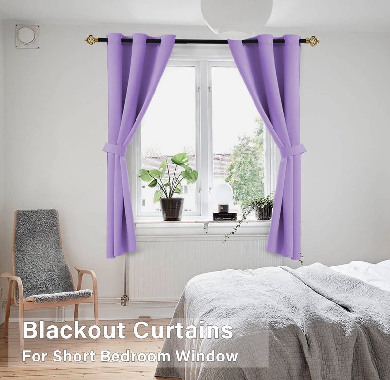 KOUFALL Lavender Purple Curtains for Bathroom Small Window 2 Panels Short Blackout Dark Curtains for Bedroom Kids Girls Room 45 Inch Length Orchid Amethyst Periwinkle - Image 3