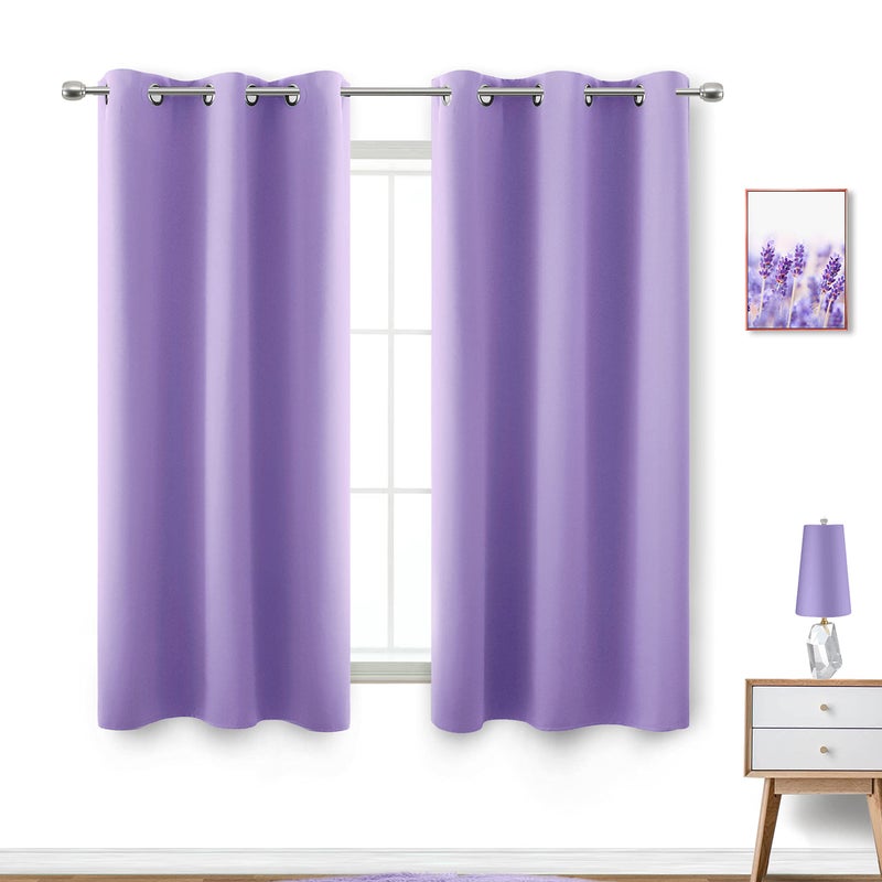 KOUFALL Lavender Purple Curtains for Bathroom Small Window 2 Panels Short Blackout Dark Curtains for Bedroom Kids Girls Room 45 Inch Length Orchid Amethyst Periwinkle - Image 1