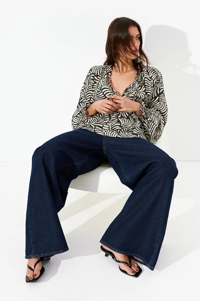 H&M Oversized tie-neck blouse