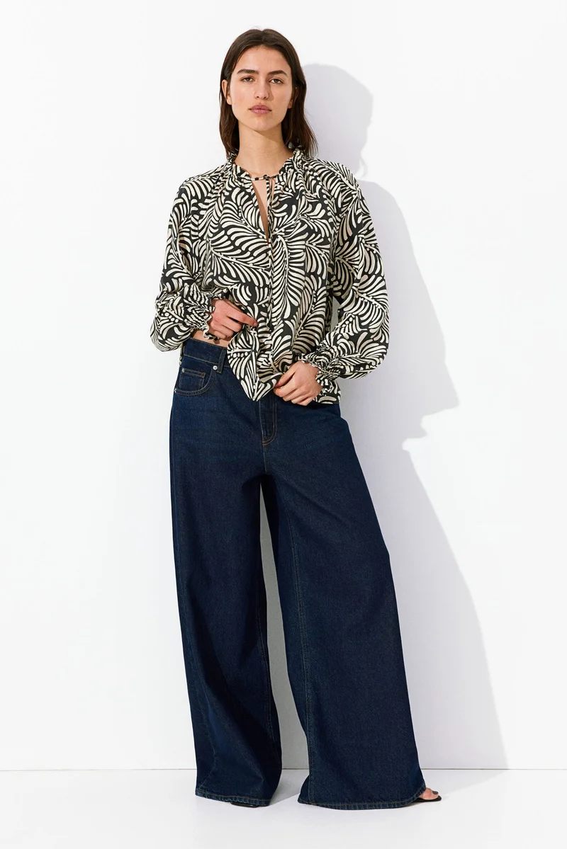 H&M Oversized tie-neck blouse