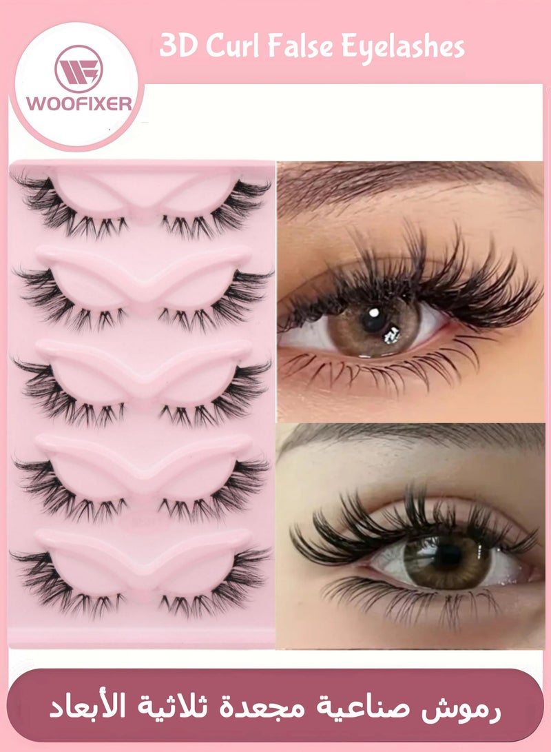 ووفيكسر رموش صناعية قابلة لإعادة الاستخدام، رموش طبيعية ناعمة، رموش طبيعية طويلة الأمد، 19 مم، عبوة من 5 أزواج من الرموش الصناعية - Image 1