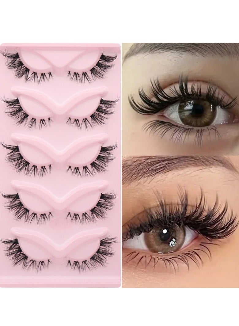 ووفيكسر رموش صناعية قابلة لإعادة الاستخدام، رموش طبيعية ناعمة، رموش طبيعية طويلة الأمد، 19 مم، عبوة من 5 أزواج من الرموش الصناعية - Image 2