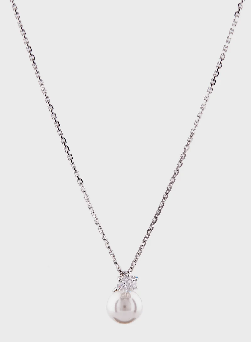 سواروفسكي Chain Detail Long Necklace & Stud Earrings Set