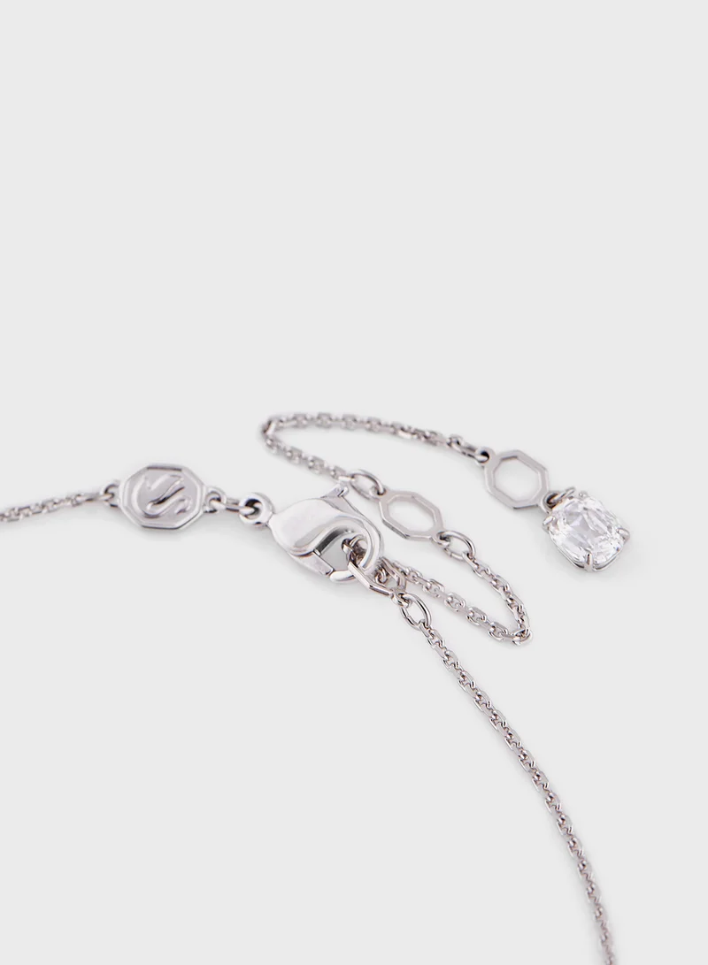 سواروفسكي Chain Detail Long Necklace & Stud Earrings Set