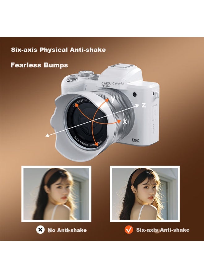 Caizu 88 Million Pixel Dual Camera Selfie Lens Digital Camera, 8k Video Entry-level Vlog Mirrorless Camera, F1.8 Large Aperture, 1/2 Inch Sensor, Touchscreen, Wifi, Image Stabilization - Image 3