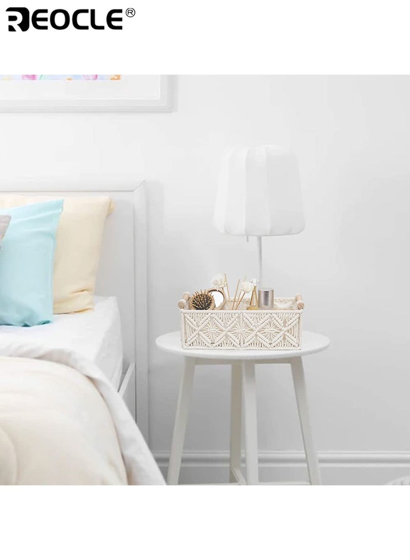 REOCLE 2PCS Macrame Storage Basket Set with Woven Design and Boho Style Decorative Organizer Baskets with Multi-Use Feature for Bedroom Living Room Entryway - Image 3