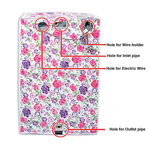 Vintage Pro Top Load Washing Machine Cover Suitable for IFB 6.5 Kg, 7 Kg, 7.5 Kg, 8 Kg (60cmsX60cmsX90cms, White & Pink Flower) - Image 5