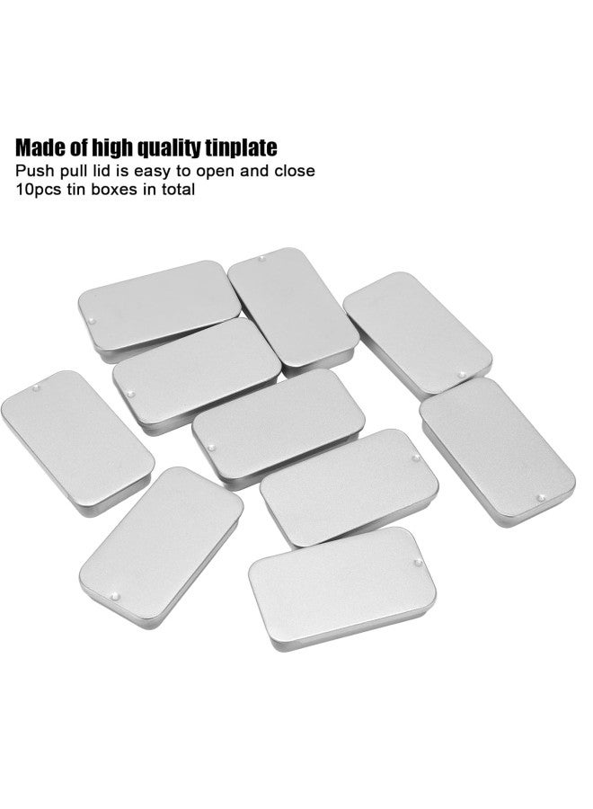 كلاراكو 10 قطع من عبوات الصفيح، عبوات صفيح فارغة ذات غطاء منزلق، علبة صفيح فضية محمولة فارغة لبلسم الشفاه والعطور الصلبة - Image 2