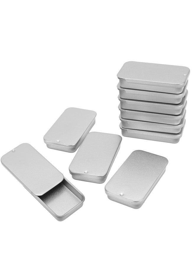 كلاراكو 10 قطع من عبوات الصفيح، عبوات صفيح فارغة ذات غطاء منزلق، علبة صفيح فضية محمولة فارغة لبلسم الشفاه والعطور الصلبة - Image 1