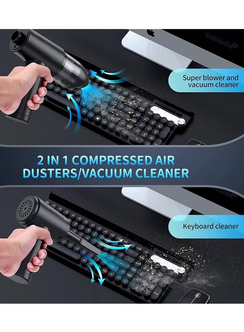 جوشبيرغ منفاخ هواء كهربائي 2 في 1، منفاخ هواء مضغوط متعدد الاستخدامات، بثلاث سرعات تصل إلى 91000 دورة في الدقيقة، قابل لإعادة الشحن، لاسلكي، مناسب لتنظيف أجهزة الكمبيوتر المحمولة، ولوحات المفاتيح، والكاميرات، والإلكترونيات، للاستخدام الخارجي، والسيارات، والمنازل. - Image 4
