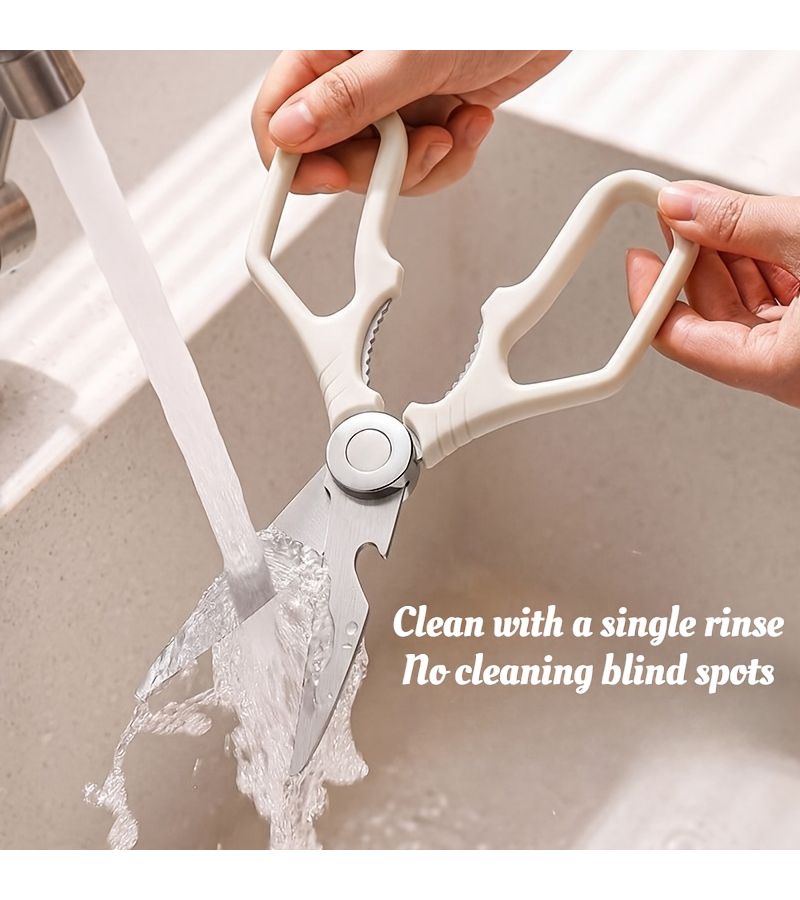 Multi-functional Kitchen Scissors and Milk White Melon Peeler Kitchen Gadgets Set Chicken Bone Shears Fish Scale Scraper Nutcracker Essential Tools for Home Restaurant Catering - Image 4