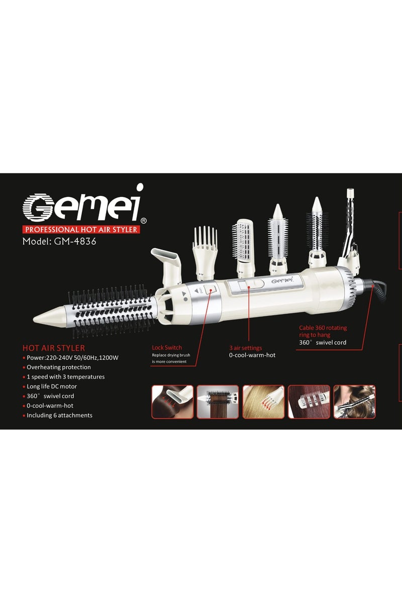 GEMEI GM-4836 Advanced 7-in-1 Professional Hot Air Styler for Effortless Hair Styling and Salon-Quality Results at Home - Image 3