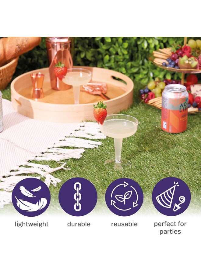 36 قطعة من أكواب مارتيني البلاستيكية الشفافة، وأكواب مارغريتا بلاستيكية للاستخدام مرة واحدة سعة 7 أونصات، وكأس شمبانيا بلاستيكي، وكوب كوكتيل للحفلات وليلة التاكو ومستلزمات الحفلات ذات الطابع المكسيكي - Image 4