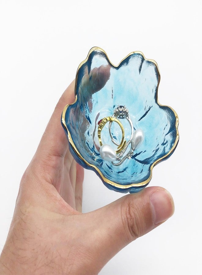 BESSKON Small Ring Dishes for Women, Glass Jewelry Dish, Crystal Ring Holder Dish Trinket Bowl, Flower Jewelry Holder Dish, Nightstand Decor Jewlery Plate, Jewelry Bowl Dish for Rings, Keys, Gift - Image 3