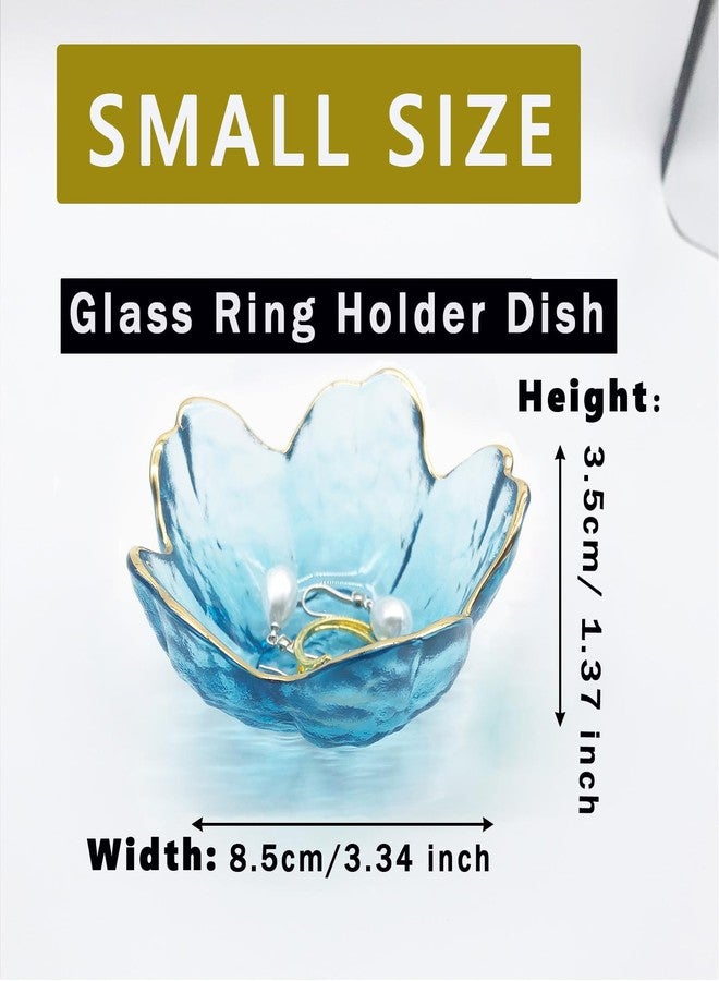 BESSKON Small Ring Dishes for Women, Glass Jewelry Dish, Crystal Ring Holder Dish Trinket Bowl, Flower Jewelry Holder Dish, Nightstand Decor Jewlery Plate, Jewelry Bowl Dish for Rings, Keys, Gift - Image 2