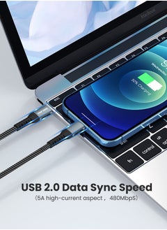 infino 100W USB-C to USB-C Cable [2-Pack, 6.6FT] - Fast Charging PD 5A E-Marker for iPhone, MacBook, iPad Pro, Samsung, and Type-C Devices - Black  - Image 4
