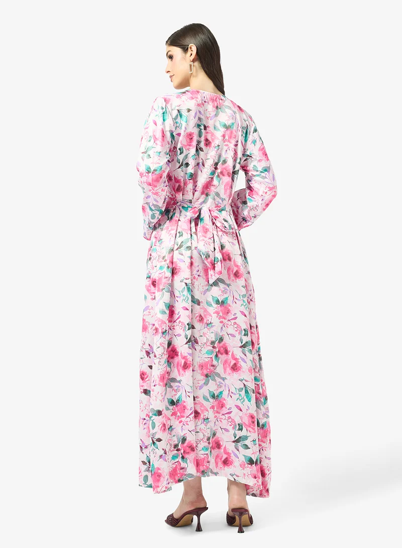 ARABIAN CLOSET Embellished Belted Jalabiya