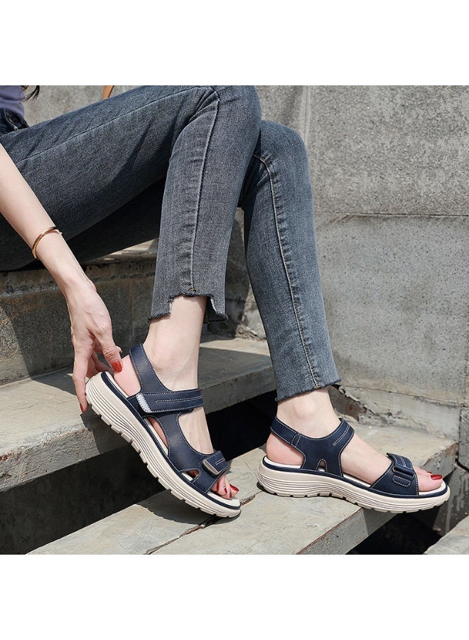 NIBEMINENT Female PU Leather Sandals Shoes   Summer Cool Beach Hook Loop Non Slip  - Image 2