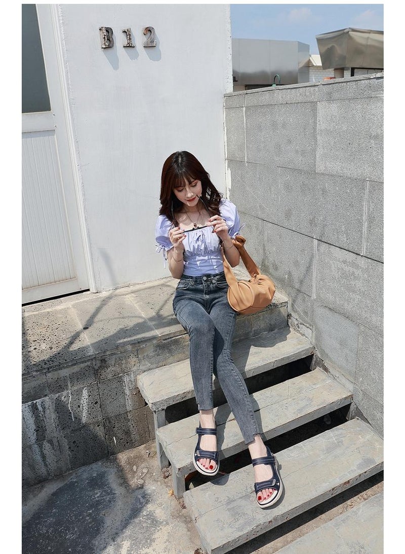 NIBEMINENT Female PU Leather Sandals Shoes   Summer Cool Beach Hook Loop Non Slip  - Image 3