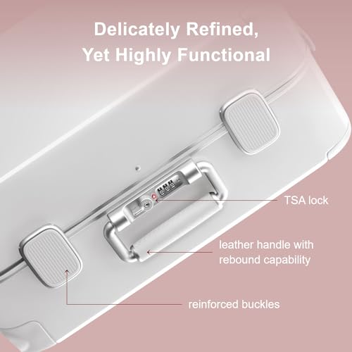 LEVEL8 حقيبة سفر بدون سحاب معتمدة من شركات الطيران بإطار من الألمنيوم، حقيبة صلبة لطيفة بعجلات دوارة، حقيبة سفر معدنية مع أقفال TSA، 20 بوصة، أبيض فاتح - Image 2