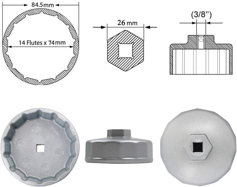 Ibetter Heavy Duty 74mm 14 Flutes Oil Filter Wrench For Volkswagen Mercedes Benz VW Audi Porsche Mazda Sprinter Select Mobil1 Bosch and Mahle - Image 5