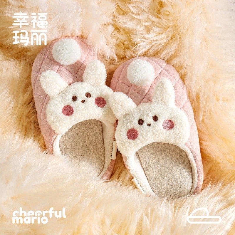 C H E E R F U L M A R I O / Xing Fu Ma Li شباشب أطفال داخلية بتصميم كرتوني من ماري السعيدة، نعل ناعم غير قابل للانزلاق، دافئة ومناسبة للعائلة - Image 3