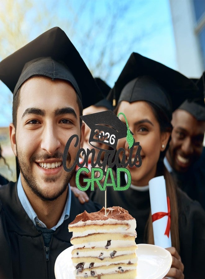 Tindobewan زينة كعكة تخرج دفعة 2026، قطعة واحدة، أسود مع أخضر - Image 5