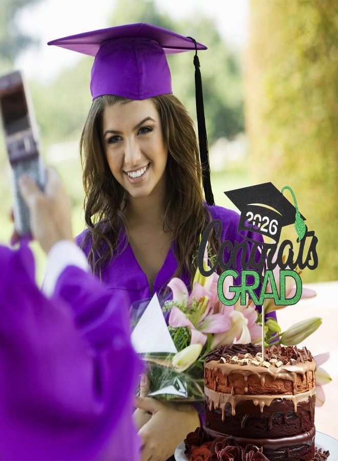 Tindobewan زينة كعكة تخرج دفعة 2026، قطعة واحدة، أسود مع أخضر - Image 4
