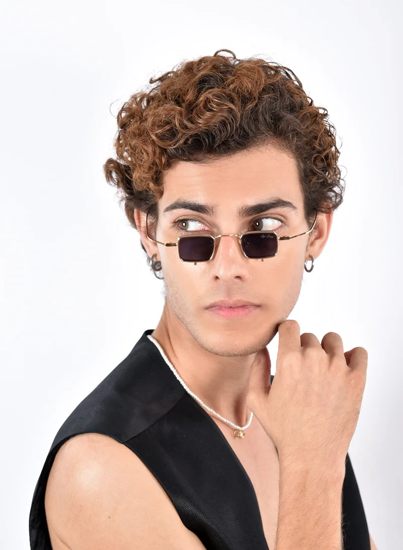 ووجلز نظارات شمسية مستطيلة سوداء بحماية كاملة من الأشعة فوق البنفسجية