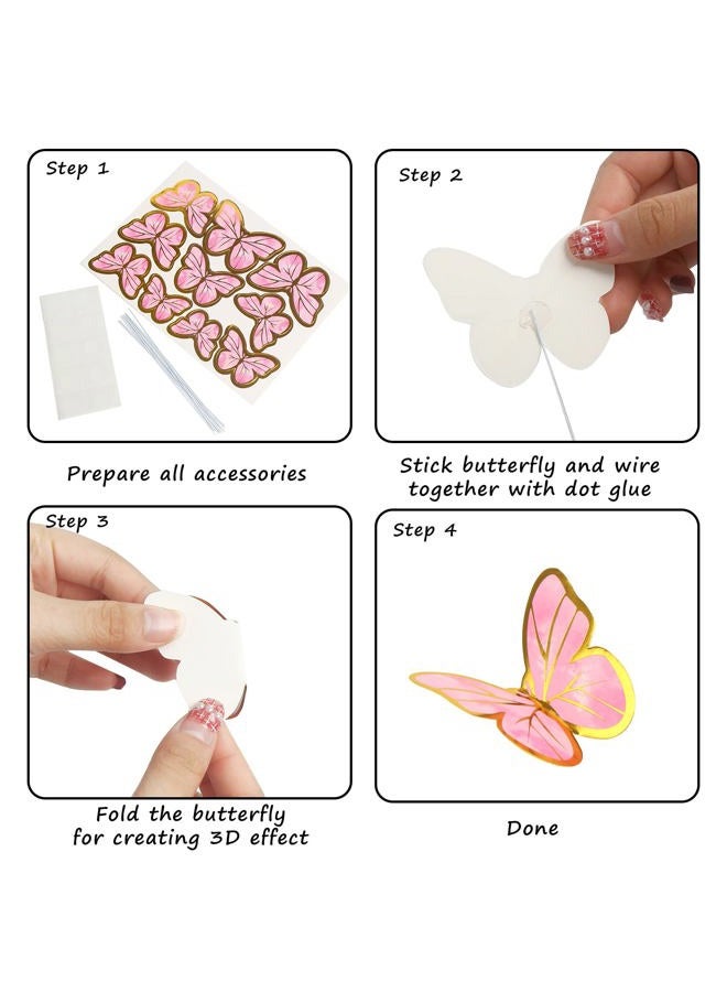 FOIMAS 60pcs Butterfly Cake Toppers,3D Butterfly Cupcake Topper Pick for Birthday Baby Shower Wedding Cake Decoration,Pink & Purple - Image 5