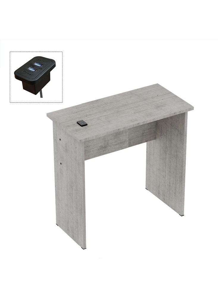 Mahmayi Mahmayi Modern Study Table with BS02 Desktop Socket with USB A/C Port, Modern Executive Desk for Office, Home, Schools, Laptop, Computer Workstation Table- Light Grey Chicago Concrete - Image 1