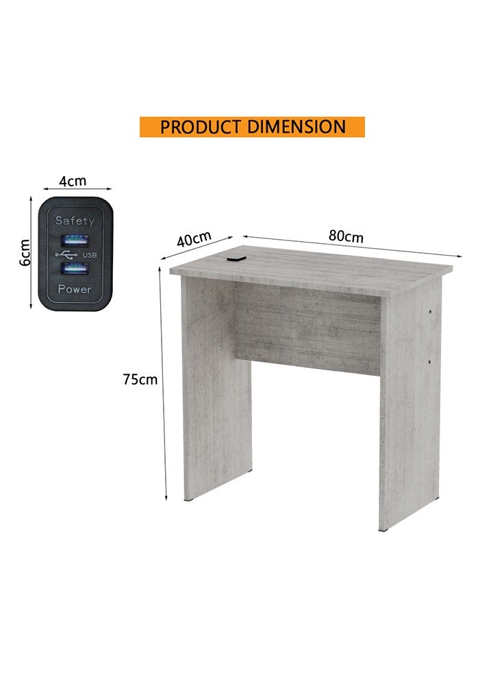 Mahmayi Mahmayi Modern Study Table with BS02 Desktop Socket with USB A/C Port, Modern Executive Desk for Office, Home, Schools, Laptop, Computer Workstation Table- Light Grey Chicago Concrete - Image 2