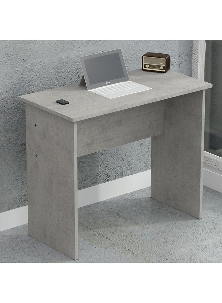 Mahmayi Mahmayi Modern Study Table with BS02 Desktop Socket with USB A/C Port, Modern Executive Desk for Office, Home, Schools, Laptop, Computer Workstation Table- Light Grey Chicago Concrete - Image 4