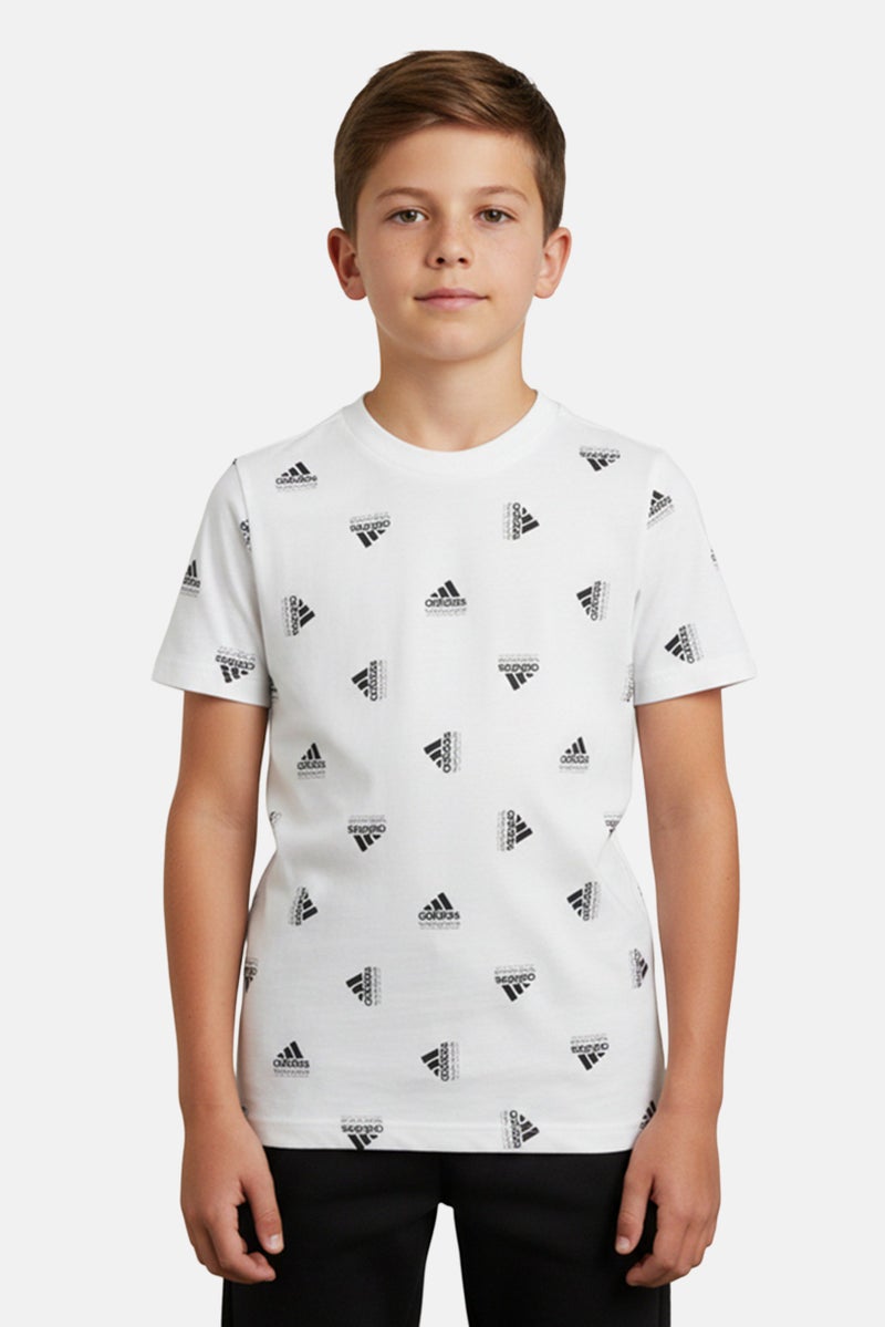 Adidas Kids Boy Short Sleeve Outdoor T-Shirt, White - Image 1