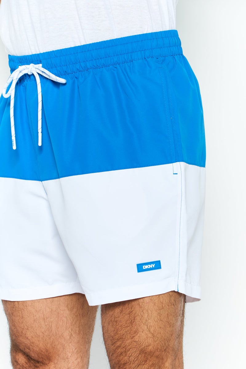 DKNY Men Brand Logo Board Shorts, Blue  - Image 3