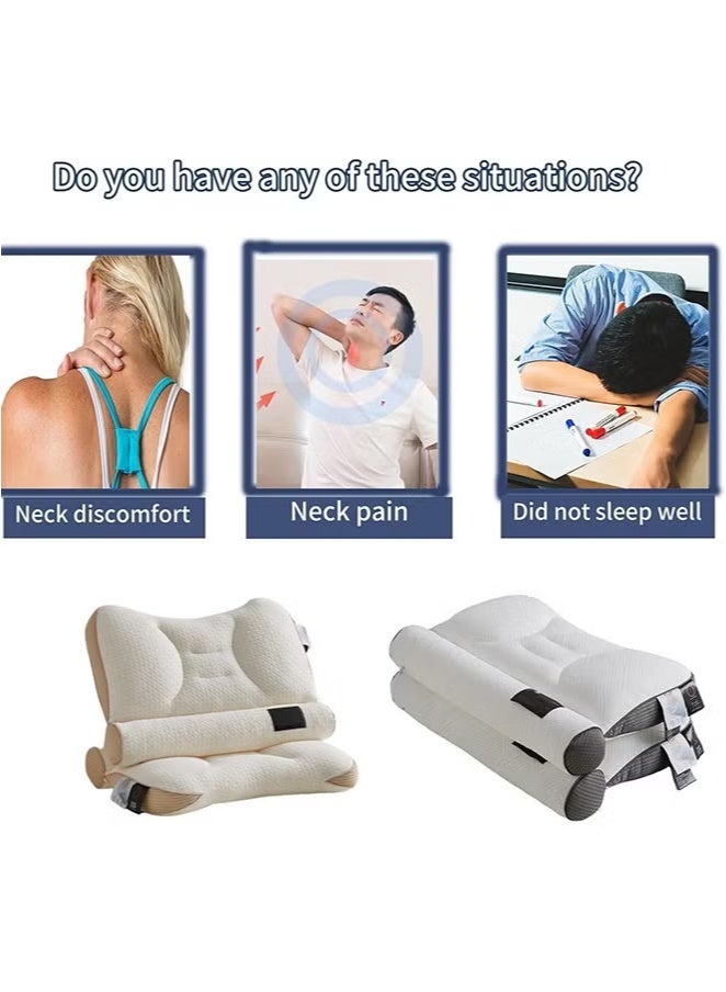MLADEN Neck Pillows for Pain Relief Sleeping Ergonomic Sleeping Pillows for Bed Side Sleeper Cervical Pillow for Normal Use and Neck Pain Adjustable Orthopedic Pillow Filling with PE Hose Ergonomic Contour Pillow,42x65cm  - Image 5