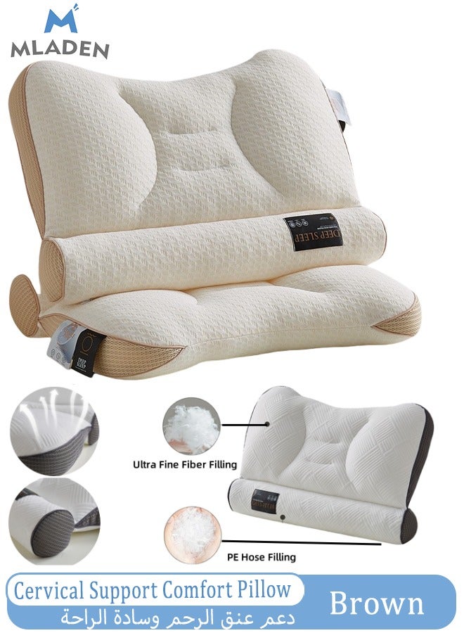 MLADEN Neck Pillows for Pain Relief Sleeping Ergonomic Sleeping Pillows for Bed Side Sleeper Cervical Pillow for Normal Use and Neck Pain Adjustable Orthopedic Pillow Filling with PE Hose Ergonomic Contour Pillow,42x65cm  - Image 1